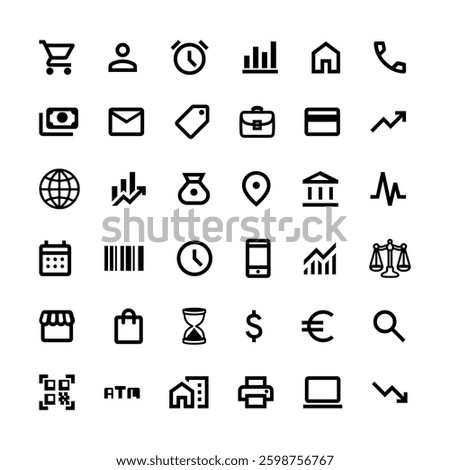 Business flat line icon collection