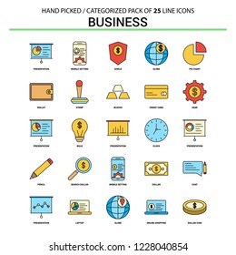 Business Flat Line Icon Set - Business Concept Icons Design