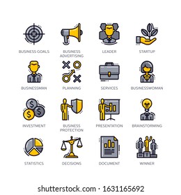 Business Flat Line Icons - Set 3. Set of business icons, great for presentations, web design or any type of design projects.