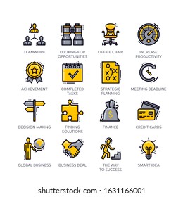 Business Flat Line Icons - Set 1. Set of business icons, great for presentations, web design or any type of design projects.