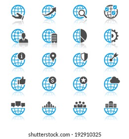 Business flat with reflection icons