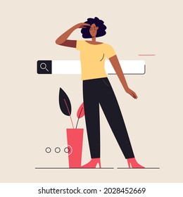 Business flat style outline vector illustration on the subject of search. Editable stroke.