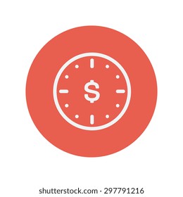Business flat thin line icon for web and mobile minimalistic flat design. Vector white icon inside the red circle.