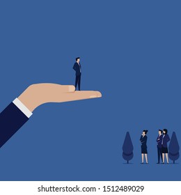 Business flat vector concept businessman standing for personal branding. Illustration For Wallpaper, Banner, Background, Infographic, Book Illustration, And Web Landing Page.