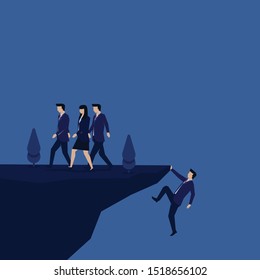 Business flat vector concept businessman struggling to reach the hill metaphor of hard work. Illustration For Wallpaper, Banner, Background, Infographic, Book Illustration, And Web Landing Page.