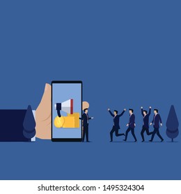 Business flat vector concept manager waiting for friends to join metaphor of referral. Illustration For Wallpaper, Banner, Background, Infographic, Book Illustration, And Web Landing Page.