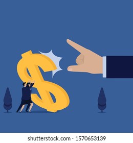 Business flat vector concept team hold fallen dollar sign metaphor of crisis and inflation. Illustration For Wallpaper, Banner, Background, Infographic, Book, And Web Landing Page.
