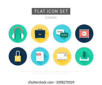 Business flat vector icon set