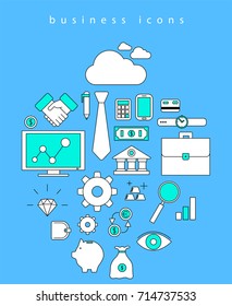 Business flat vector icon set. 