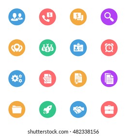 Business flat vector icons set