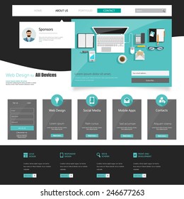 Business Flat Website template in editable vector format 