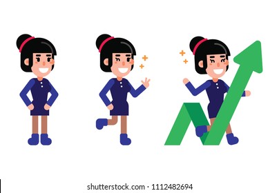 business flat woman mascot.
100% vector layered file