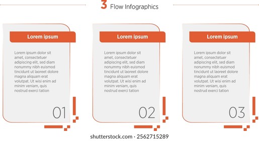 Business flow infographic template. 3 Step flow journey. Process diagram, 3 options on white background, Infographics elements vector illustration.