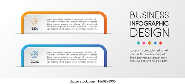 Business flowchart with 2 steps. Vertical infographic template. Vector
