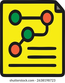 Business Flowchart Icon on Yellow Sticky Note.
