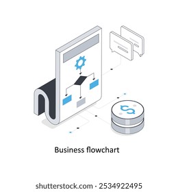 Ilustración de stock isométrica de diagrama de flujo de negocios. EPS Archivo ilustración de stock