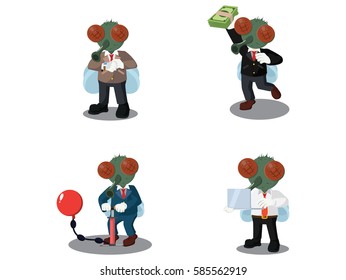 business fly cartoon set