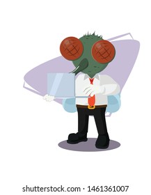 Business Fly Holding Laptop Isolated White