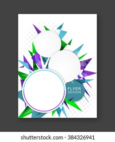 Business flyer abstract background/Corporate banner, brochure or cover design with triangular pattern and round space for your content.