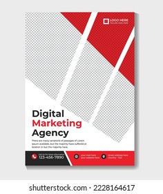 Business Flyer abstrakte Vektorvorlage. Broschüren-Design, moderne Gestaltung, Geschäftsbericht, Poster, Flyer in A4 mit bunten Dreiecken, geometrische Formen für Technik, Wissenschaft, Markt