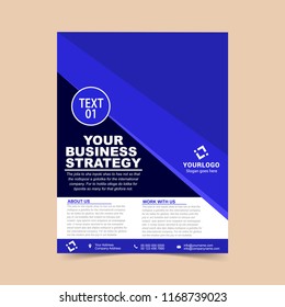 Business flyer blue template. Vector illustration.