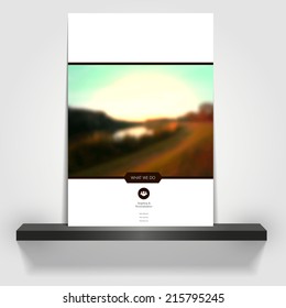 Business Flyer or brochure cover design Blurred background of autumn landscape