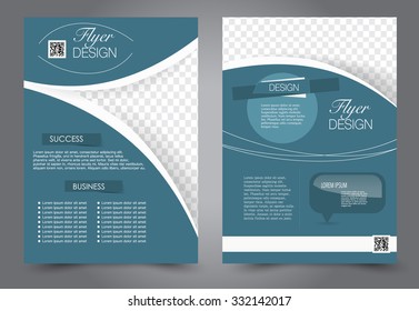 Business flyer. Brochure design. Editable A4 poster for design, education, presentation, website, magazine cover. Blue color.  Editable vector illustration.
