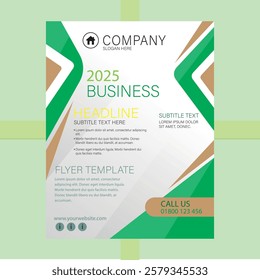 Business flyer brochure template simple design green background circle pattern