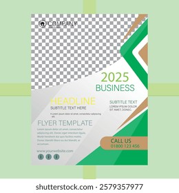 Business flyer brochure template simple design green background circle pattern