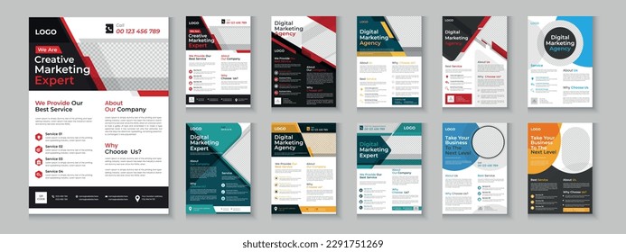 Business flyer bundle, corporate business flyer set, a4 layout, flyer collection, and corporate brochure set layout