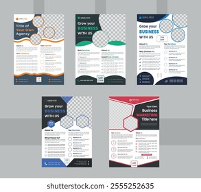 Business Flyer Bundle Design Template A4 Sizes Modern Creative Corporate Illustration Editable Brochure Layout