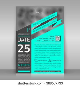 Business flyer. Can be used for corporate poster, article, brochure. Place for picture included. Vector template.