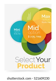 Business flyer circle abstract background with options, select your product concept