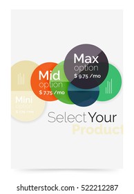 Business flyer circle abstract background with options, select your product concept