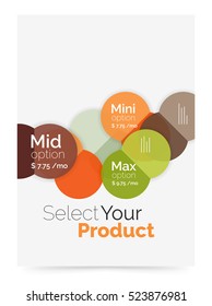 Business flyer circle abstract background with options, select your product concept