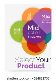 Business flyer circle abstract background with options, select your product concept
