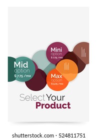 Business flyer circle abstract background with options, select your product concept