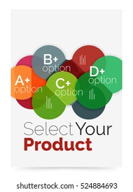 Business flyer circle abstract background with options, select your product concept