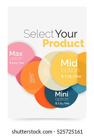 Business flyer circle abstract background with options, select your product concept