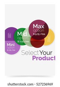 Business flyer circle abstract background with options, select your product concept