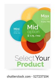 Business flyer circle abstract background with options, select your product concept