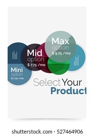Business flyer circle abstract background with options, select your product concept