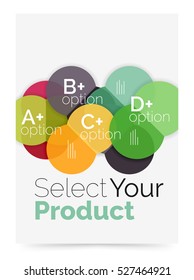 Business flyer circle abstract background with options, select your product concept
