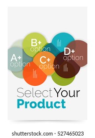 Business flyer circle abstract background with options, select your product concept