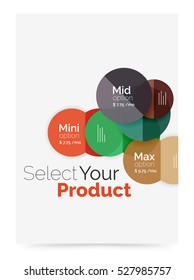 Business flyer circle abstract background with options, select your product concept