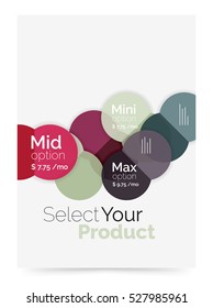 Business flyer circle abstract background with options, select your product concept