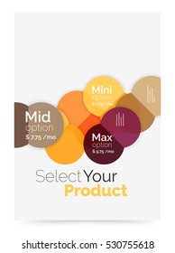 Business flyer circle abstract background with options, select your product concept