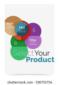 Business flyer circle abstract background with options, select your product concept