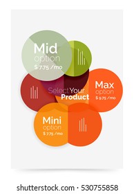 Business flyer circle abstract background with options, select your product concept