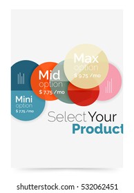 Business flyer circle abstract background with options, select your product concept